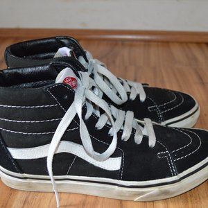 Vans Skateboard Shoe Off The Wall Hi Top Size 5.5 Men/7 Women Suede Canvas Black